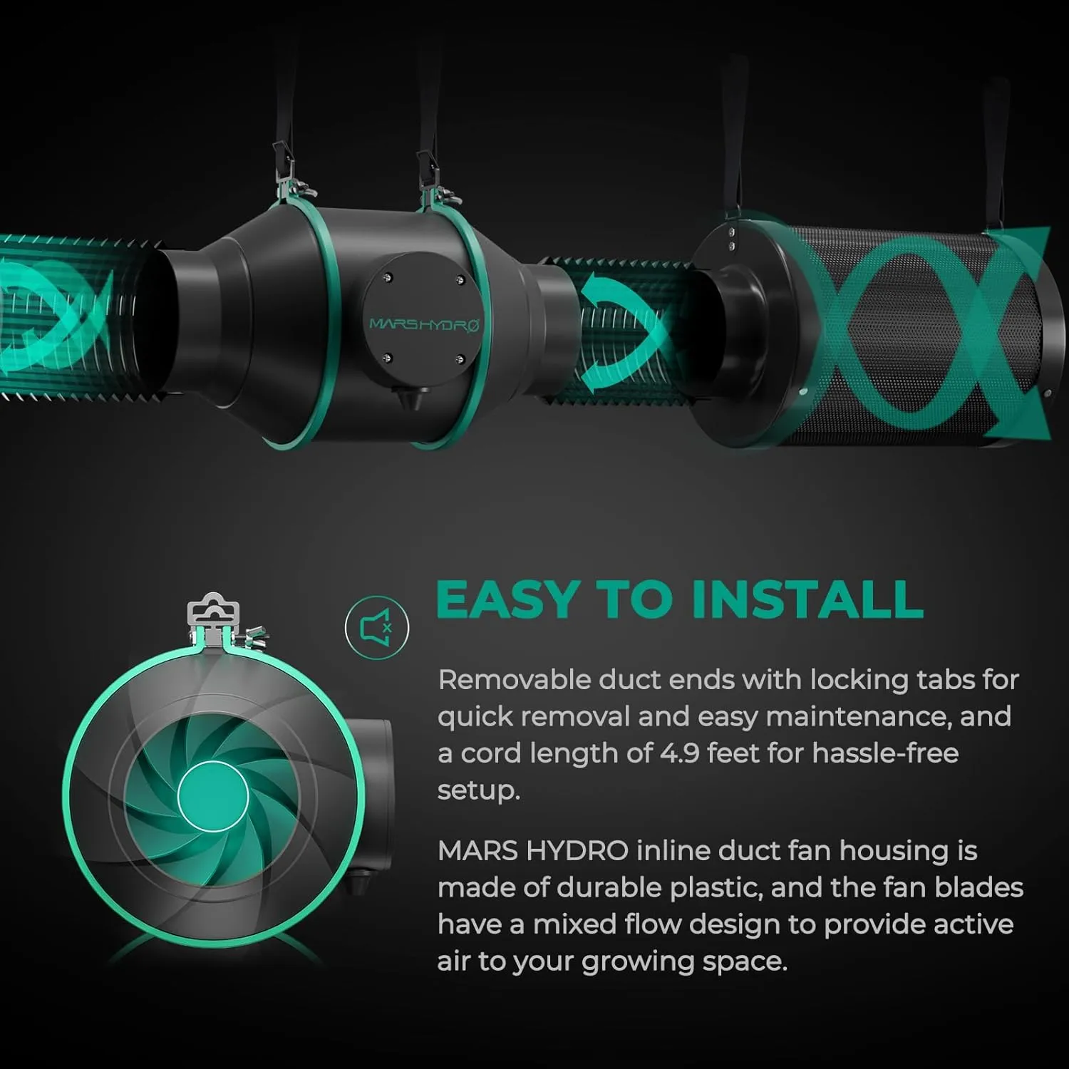 MARS HYDRO 6 Inch Inline Fan and Filter, with Temperature and Humidity Controller, and 25 Feet Ducting, Exhaust Fan for Grow Tents, Hydroponics