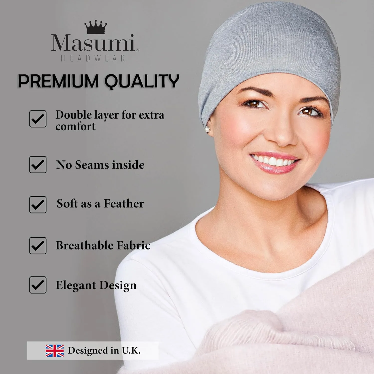MASUMI Chemo Organic Headwear - Sleep Cap | Cancer Headwear for Men & Women | Unisex Sleeping Hat | 95% Cotton Beanie