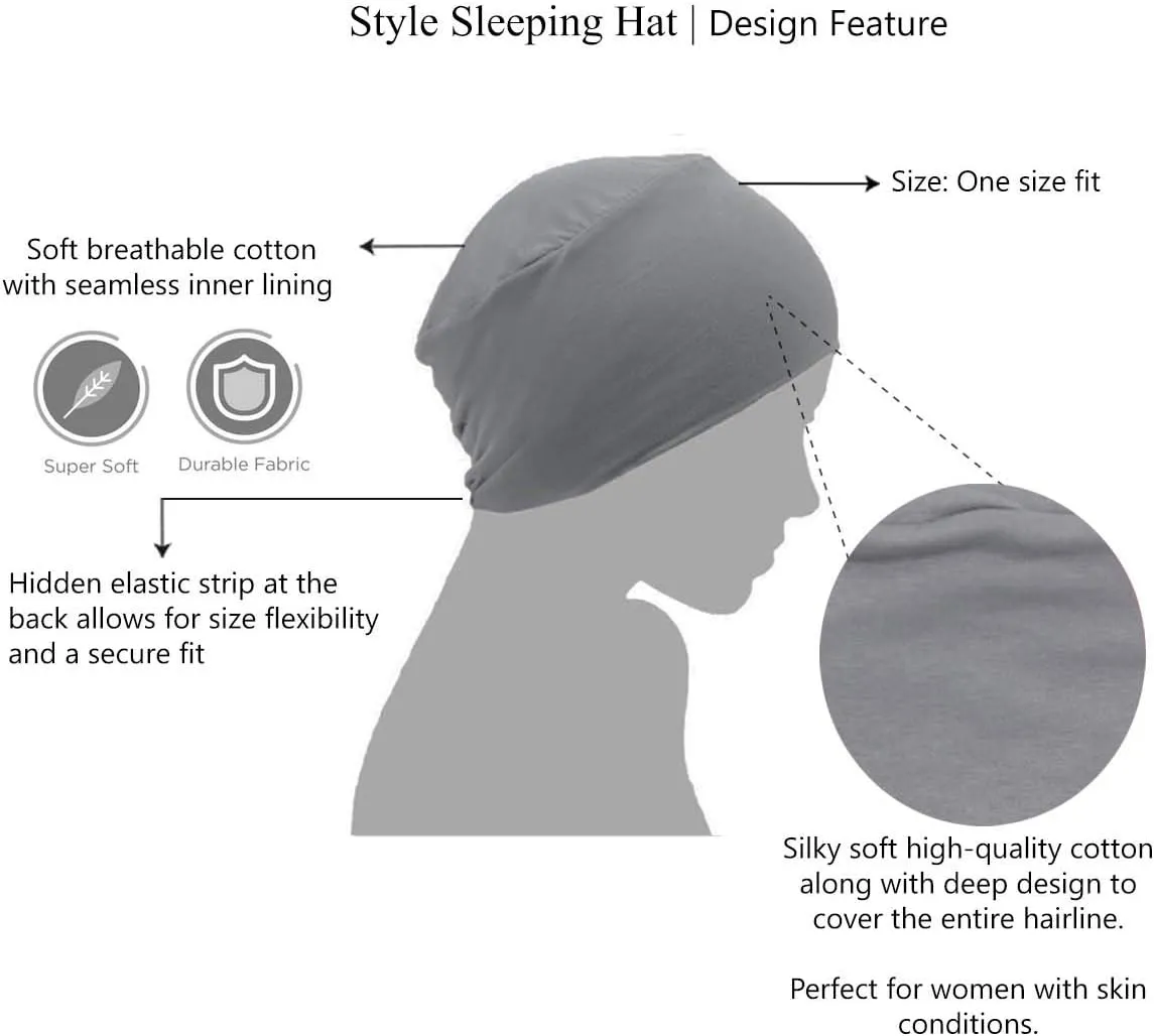 MASUMI Chemo Organic Headwear - Sleep Cap | Cancer Headwear for Men & Women | Unisex Sleeping Hat | 95% Cotton Beanie