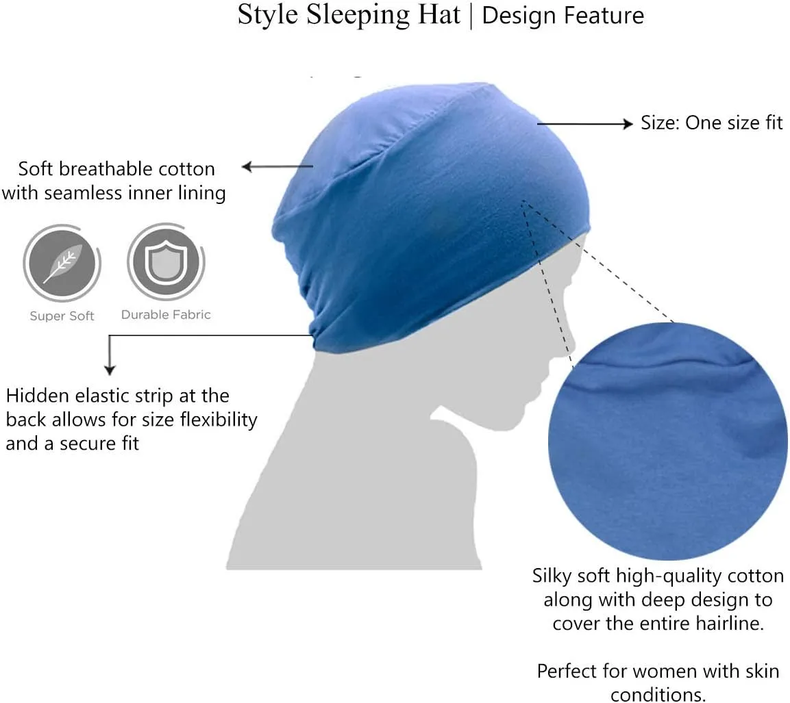 MASUMI Chemo Organic Headwear - Sleep Cap | Cancer Headwear for Men & Women | Unisex Sleeping Hat | 95% Cotton Beanie