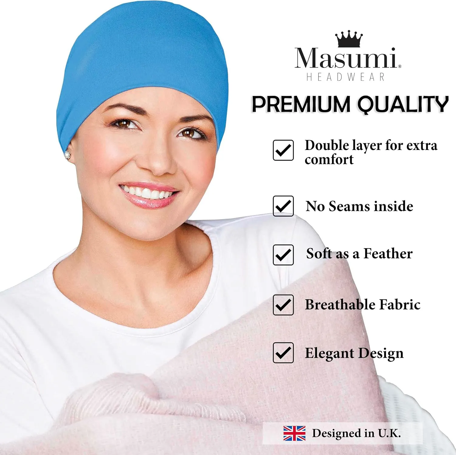 MASUMI Chemo Organic Headwear - Sleep Cap | Cancer Headwear for Men & Women | Unisex Sleeping Hat | 95% Cotton Beanie