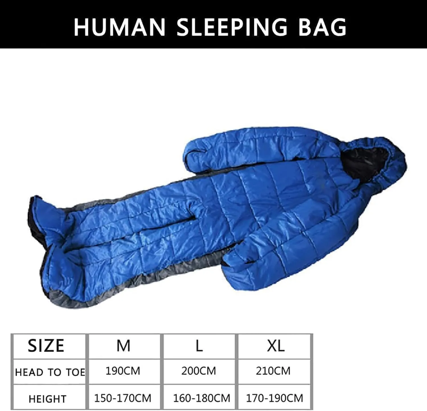 McbeAn Lightweight Humanoid Sleeping Bag, Travel Sleeping Bag, Zipper Design, Suitable Temperature: -5 to  5, Easy to Wear, Warm and Practical, for Camping, Hiking, Traveling, Outdoor Leisure