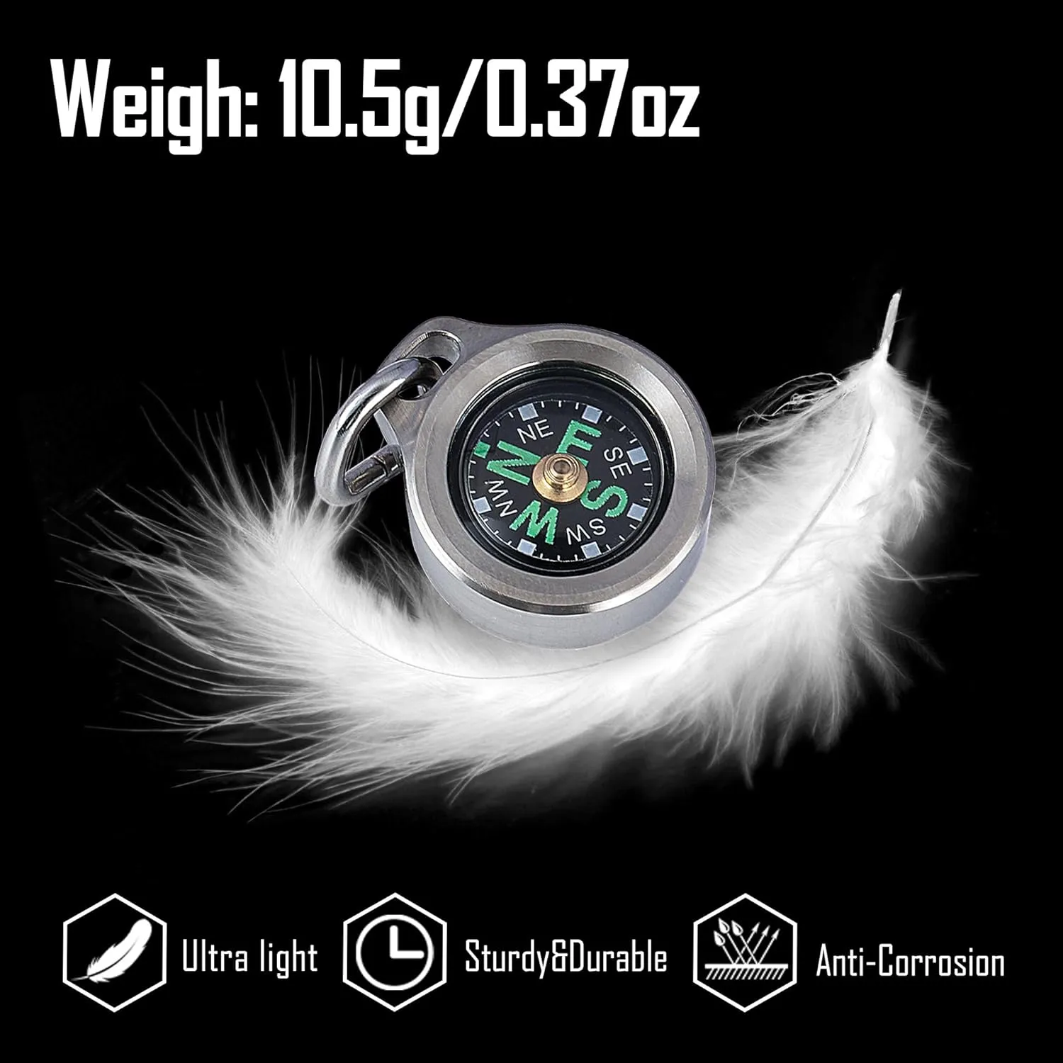 MecArmy CMP/CMP2 Mini Compass- Meaningful Graduation Birthday Gifts for Men Women, EDC Titanium/Brass/Copper Pocket Compass for Hiking SurvivaI, IPX5 Waterproof, Glow in The Dark, Necklace Pendant