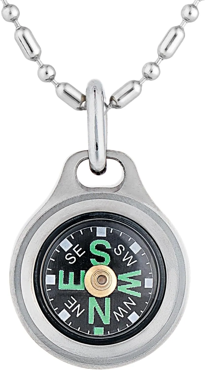 MecArmy CMP/CMP2 Mini Compass- Meaningful Graduation Birthday Gifts for Men Women, EDC Titanium/Brass/Copper Pocket Compass for Hiking SurvivaI, IPX5 Waterproof, Glow in The Dark, Necklace Pendant