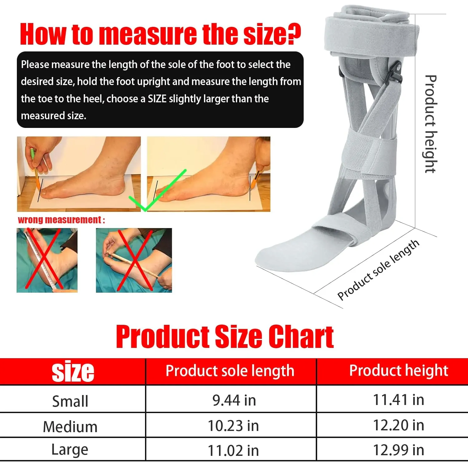 Medical Afo Foot Drop Brace Splint Ankle Foot Orthosis AFO Walking with Shoes or Sleeping for Men Women Stroke Hemiplegia Foot Drop Postural Correction Brace （Medium-Left）