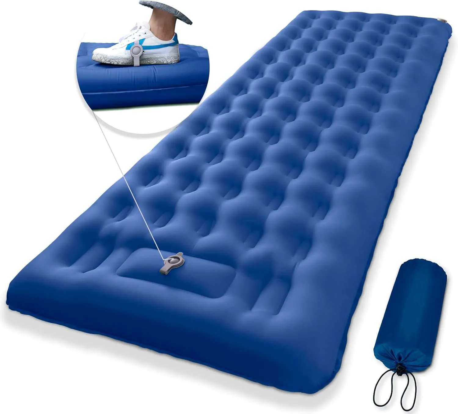 MEETPEAK Camping Sleeping Pad, 5 Inch Extra Thickness Inflatable Sleeping Mat Built-in Foot Pump, Compact & Lightweight Camping Air Mattress for Hiking, Traveling, Backpacking, Tent