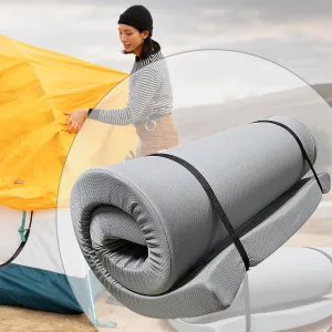 Memory Foam Sleeping Pad - Foldable Floor Camping Mat, Portable Bed Roll-Up Mattress, Water-Resistant Zipper Cover for Outdoors, RVs, Guest Rooms, Dorms