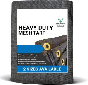 Mesh Tarp, Sun Shade, Heavy Duty Cover for Patio Screen, Canopy Tent, Truck, Screens, Camping, Pool, Tents, Shelter, Water, UV and Tear Resistant, Indoor/Outdoor Black Tarp, 10' x 12'