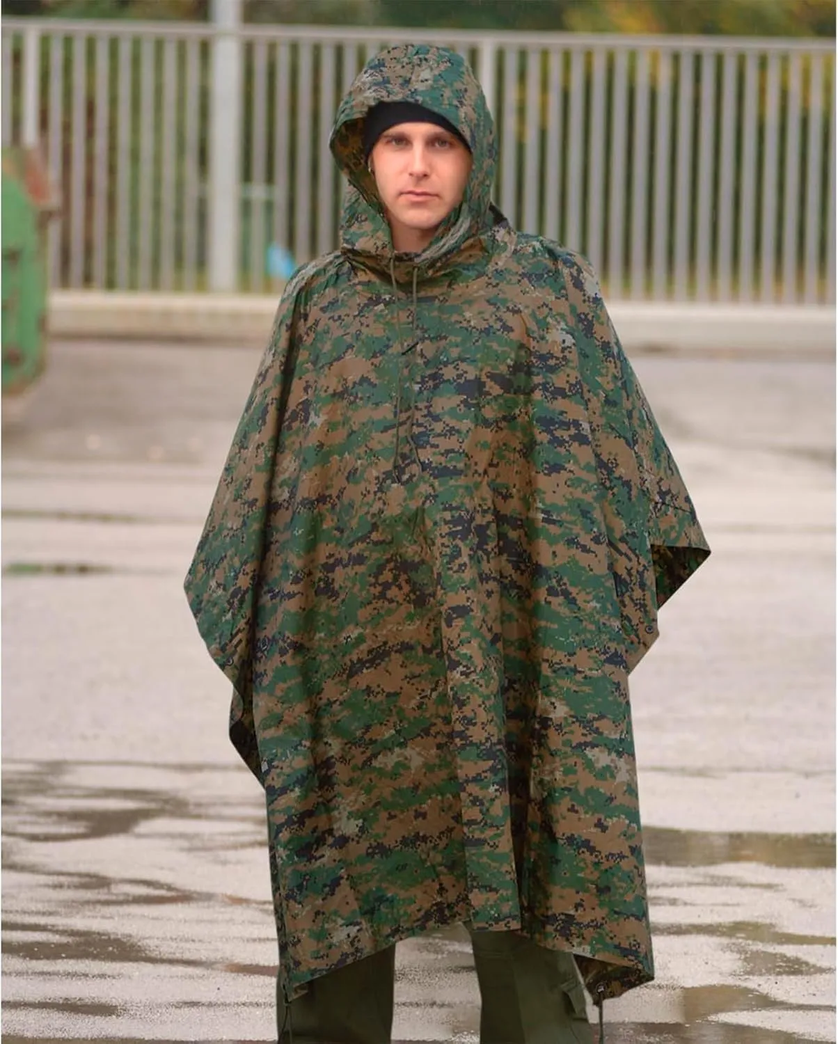 Mil-Tec Adult Ripstop Wet Weather Lightweight Waterproof Multi-Use Rain Poncho with Hood - Use as Bivouac Sack, Shelter Tent