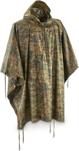 Mil-Tec Adult Ripstop Wet Weather Lightweight Waterproof Multi-Use Rain Poncho with Hood - Use as Bivouac Sack, Shelter Tent