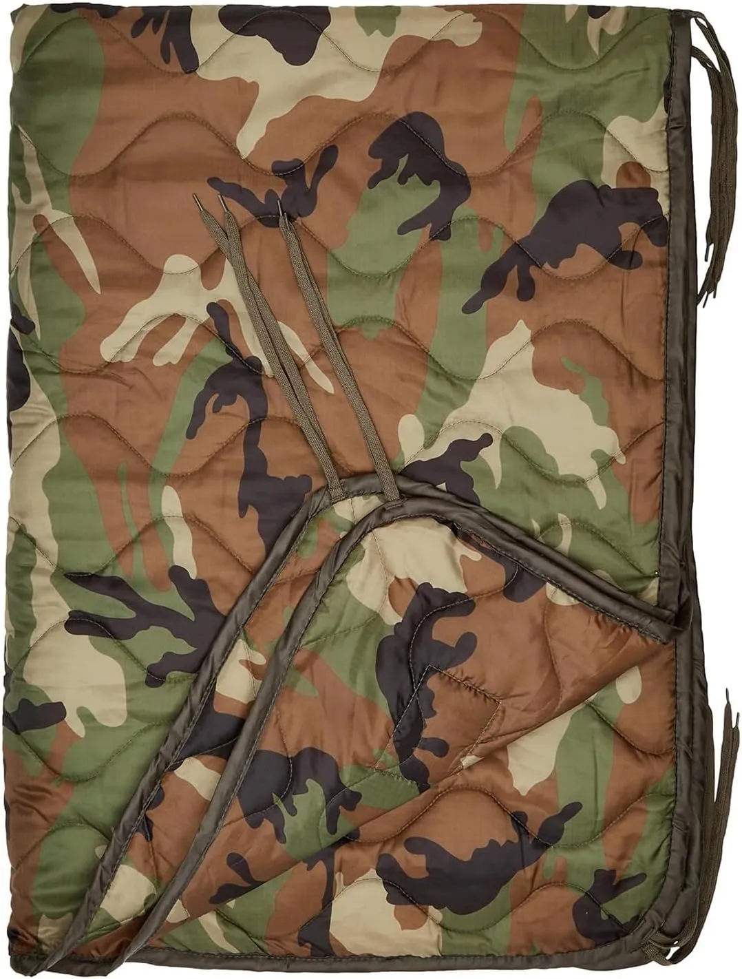 Mil-Tec Ripstop Poncho Liner - Lightweight Portable Durable Polyester Versatile Poncho Liner - Can be Used as Comforter, Blanket, Ground Mat, Sleeping Bag - Carry Bag Included - Woodland Camo