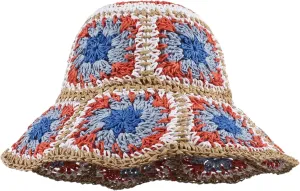 Minache Women Crochet Bucket Hats Floppy Beach Hat Floral Cap Foldable Outdoor Knitted Beanies