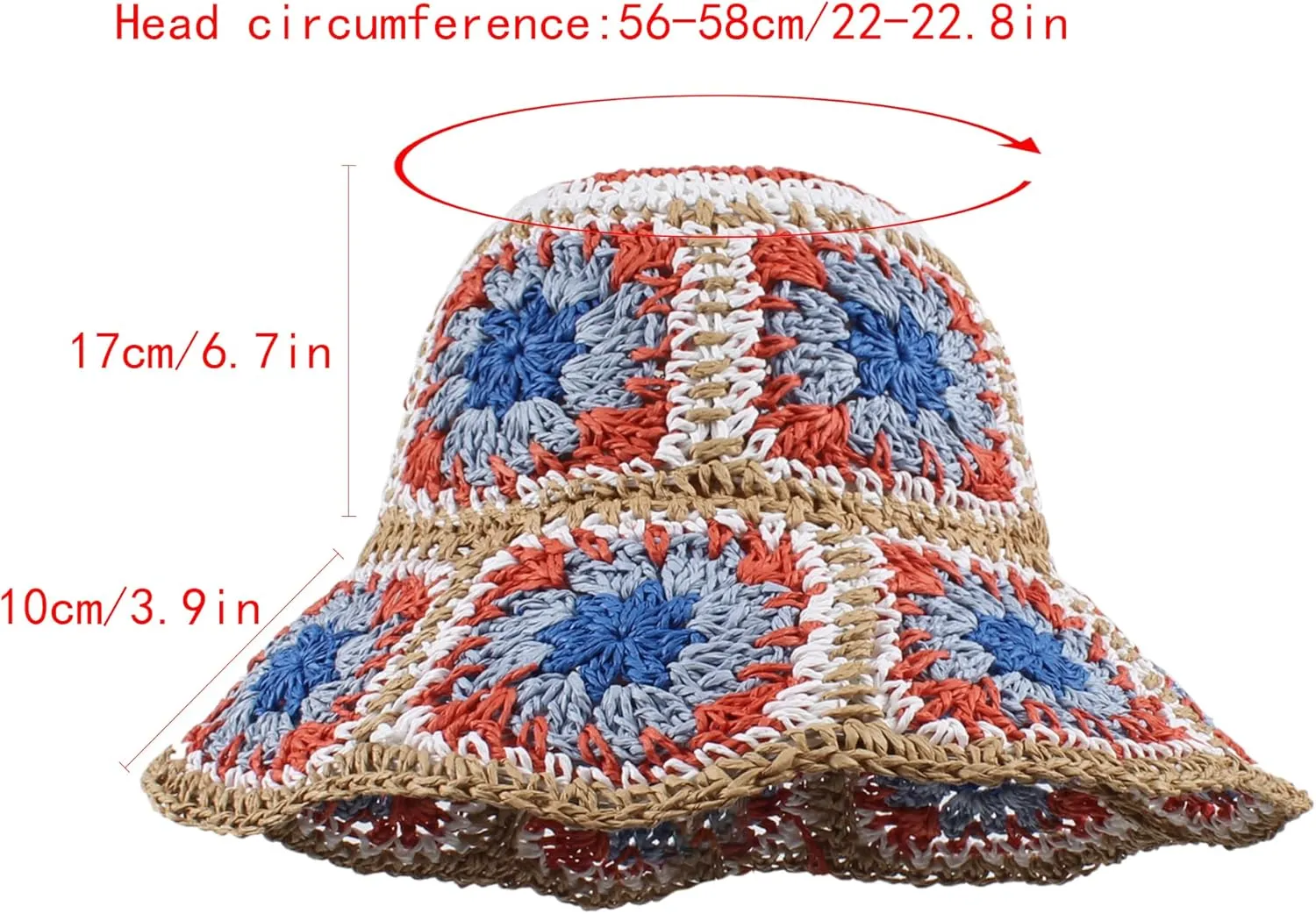 Minache Women Crochet Bucket Hats Floppy Beach Hat Floral Cap Foldable Outdoor Knitted Beanies