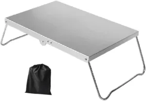 Mini Folding Camping Table with Storage Bag Aluminum Alloy Stainless Steel Folded Outdoor Furniture Camp Table for Garden BBQ, Silver