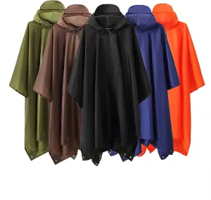 MINUSE Quality Folding Multipurpose 3-in-1 Hooded Raincoat Backpack Outdoor Hiking Poncho Camouflage Sun Protection Ground Tarp,Green,213 142CM