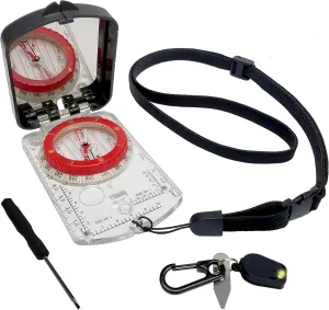 Mirrored Glow in The Dark Compass with Declination Adjustment & Clinometer - Accurate & Reliable Waterproof Hiking Compass - Great for Orienteering