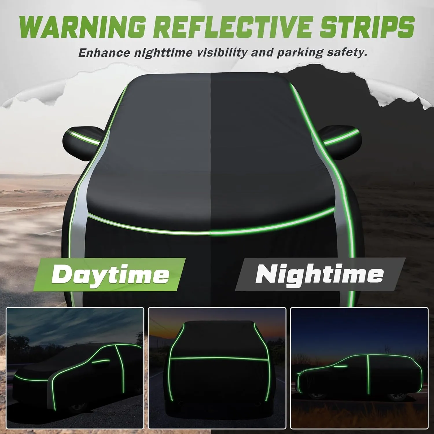 Mixsuper Liner Car Cover for Jeep Compass 2007-2025, Waterproof Car Cover Accessories for Jeep Compass with Zipper Door, Windproof Straps, Reflective Strips, Anti-UV, All Weather