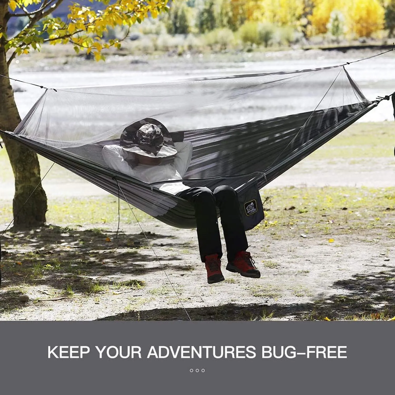 Miztli Camping Hammock with Net and Rain Fly, Portable Lightweight Outdoor Hammock Tree Travel Backpacking Hammock Tent with 20Ft(Total) Tree Straps, Perfect for Camping Hiking Yard Adventure Survival