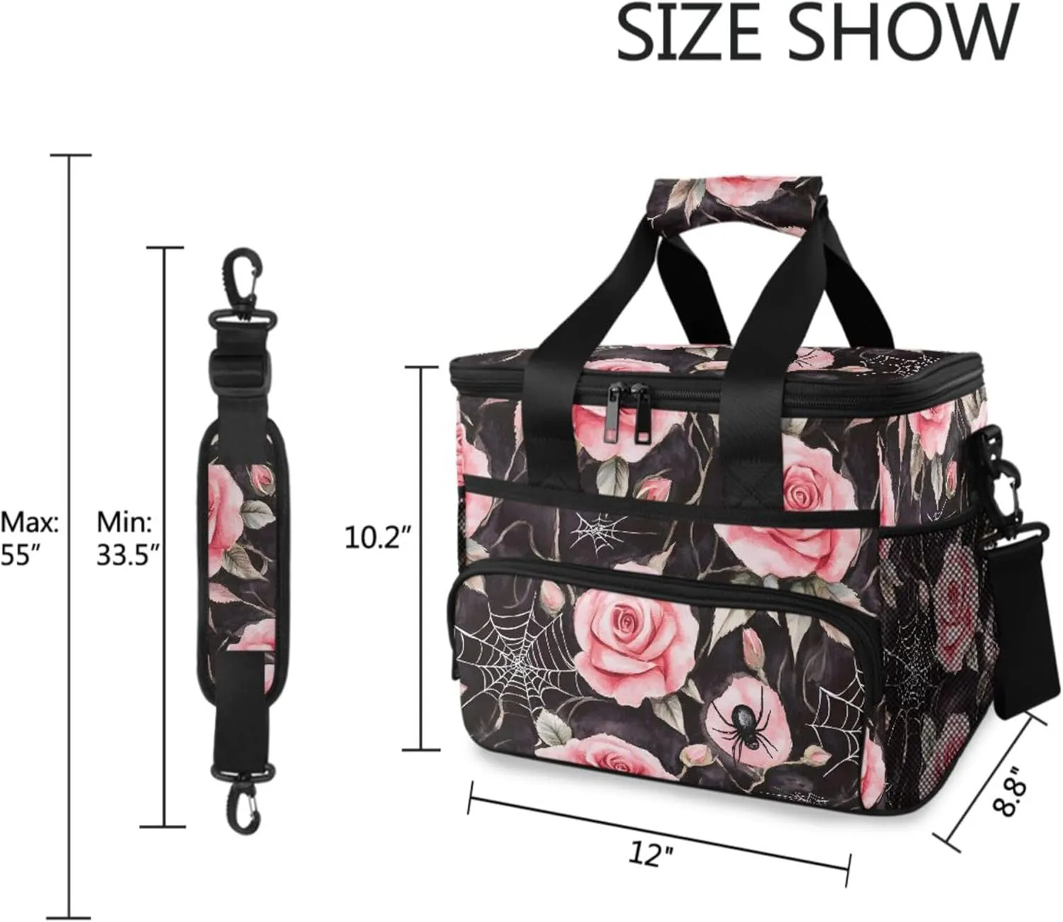 MNSRUU Cooler Bag Skull and Sunflower Soft Cooler Bag Insulated Lunch Totes Picnic Bag Beach Cooler Lunch Box Container with Adjustable Shoulder Strap
