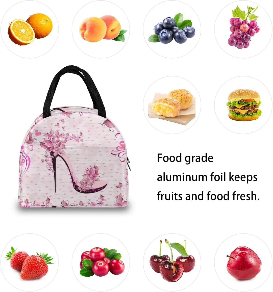 Modern Romance Theme Lunch Tote Bag Reusable Insulated Bags Waterproof Adult Portable Meal Cooler Pack for Women Men Picnic Office Work Travel