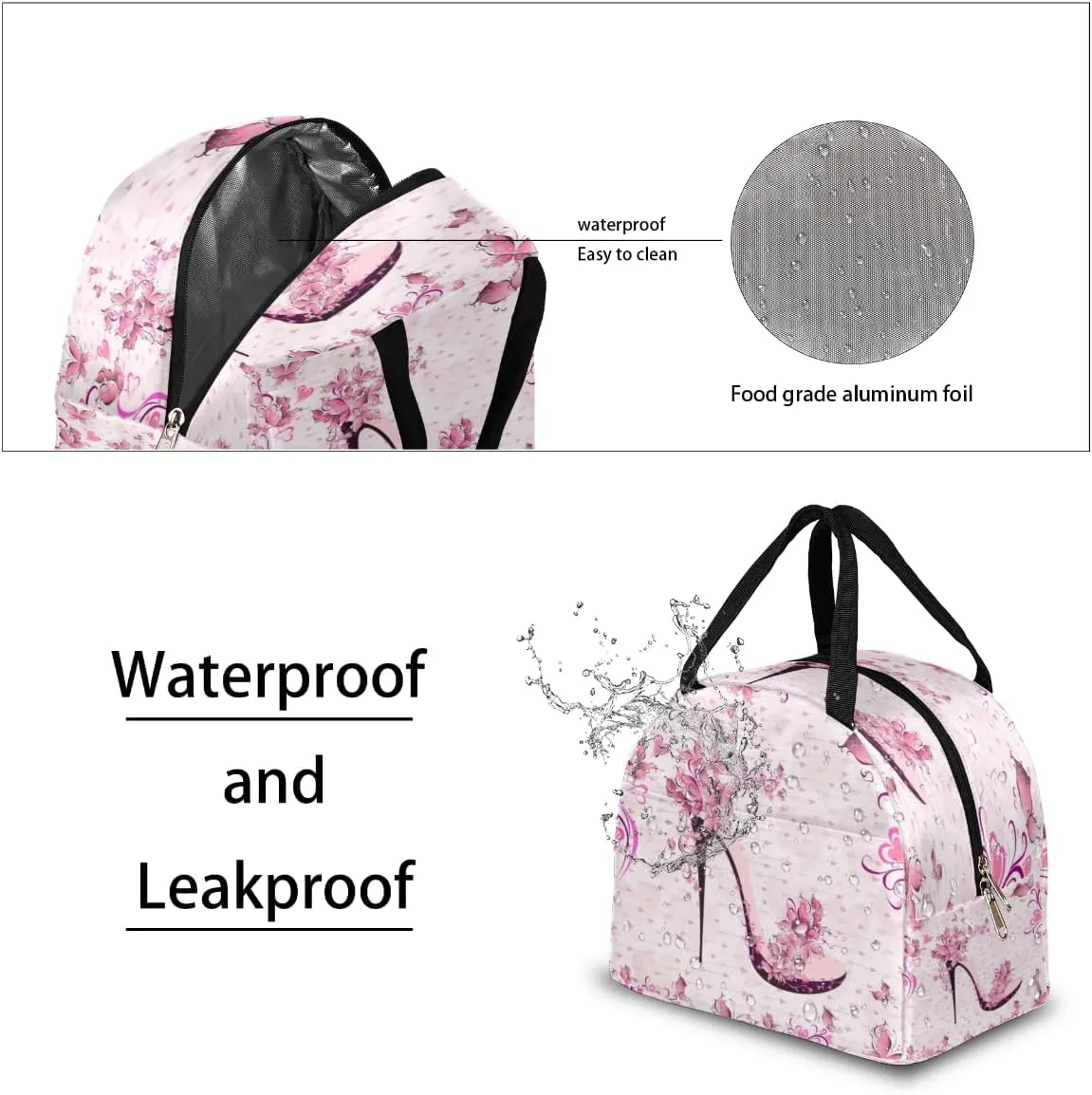 Modern Romance Theme Lunch Tote Bag Reusable Insulated Bags Waterproof Adult Portable Meal Cooler Pack for Women Men Picnic Office Work Travel