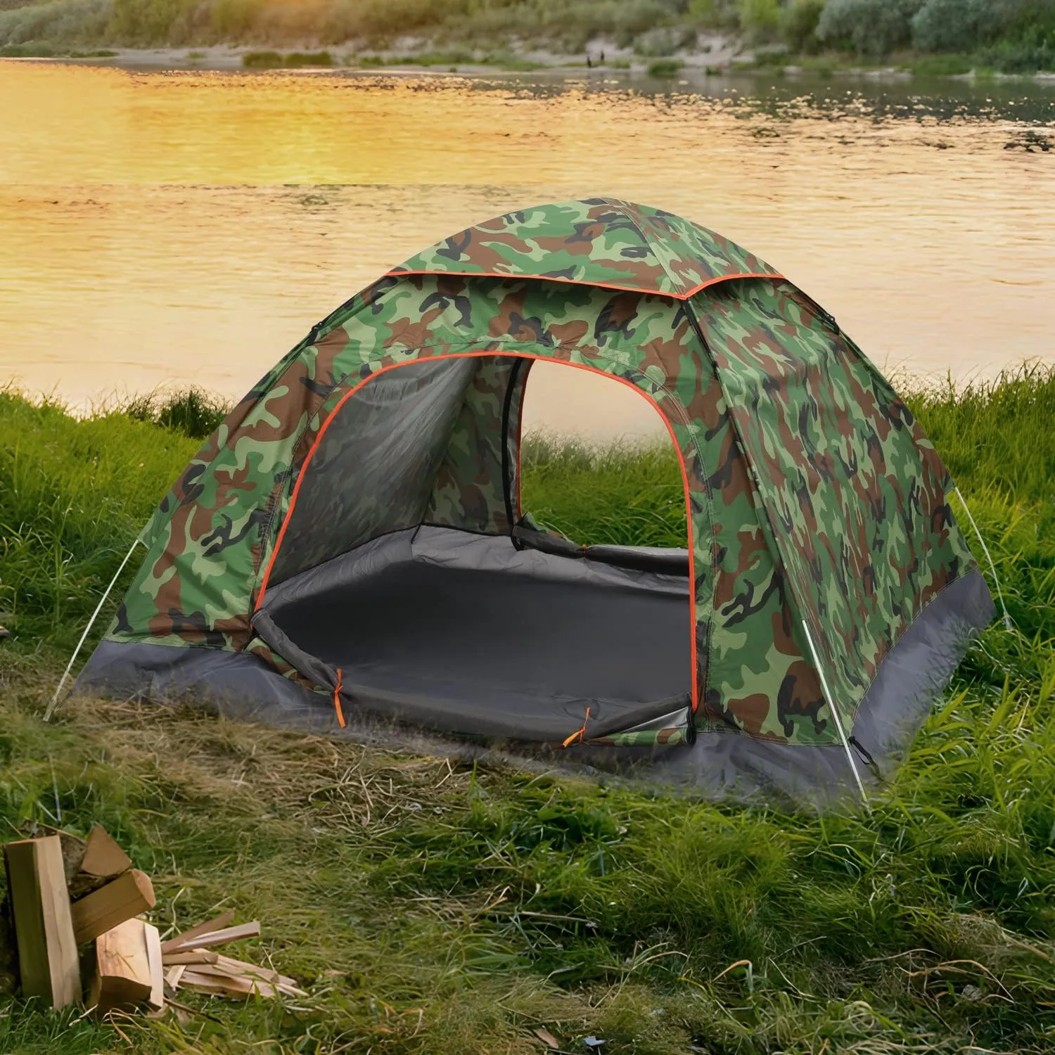 MoNiBloom 2 Person Dome Tent with Skylight, Ultralight Carry Family Tent Easy Set Up and Backpacking Tent with Lightweight Aluminum Alloy Frame for Adults Camping Hiking Outdoor Festivals, Blue