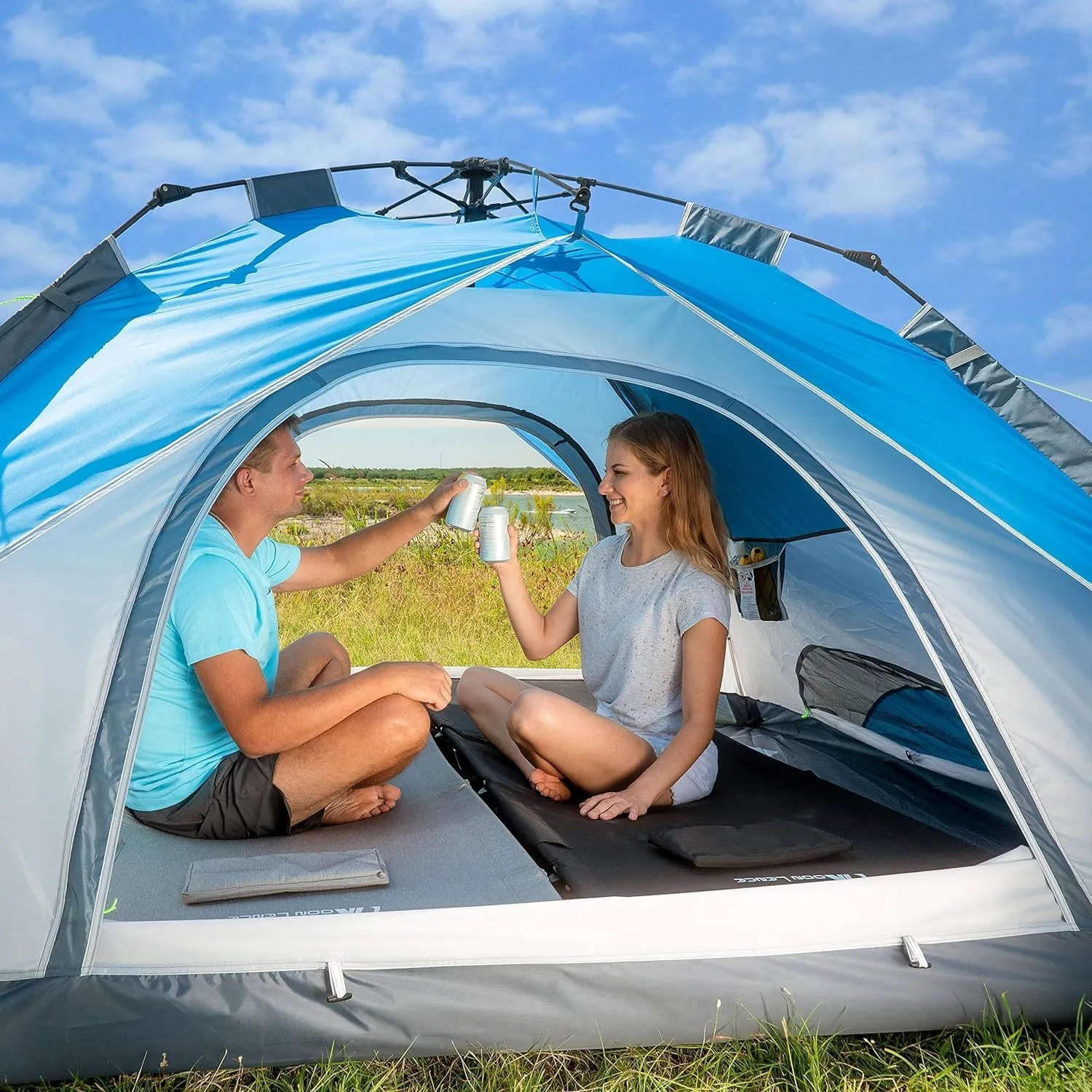 MOON LENCE Pop Up Tent Family Camping Tent for 4 Person, Portable Instant/Automatic Tent Waterproof Windproof for Camping Hiking Mountaineering