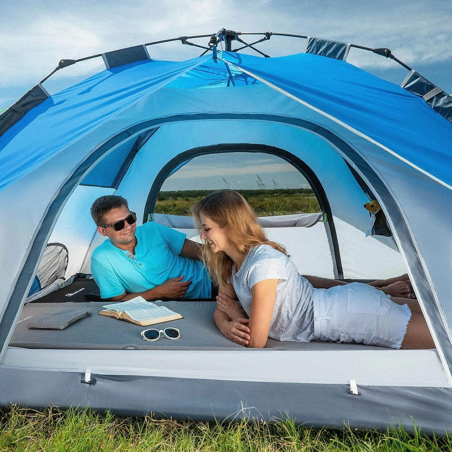 MOON LENCE Pop Up Tent Family Camping Tent for 4 Person, Portable Instant/Automatic Tent Waterproof Windproof for Camping Hiking Mountaineering