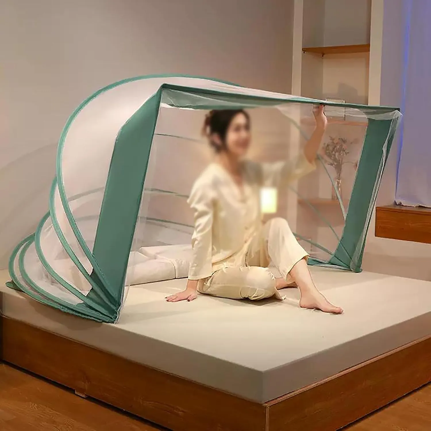 Mosquito Net Bed Canopy for Adults Folded Mosquito Net Tent for Bed Bed Folding Canopy Net Tent Mosquito Screen,B,Twin