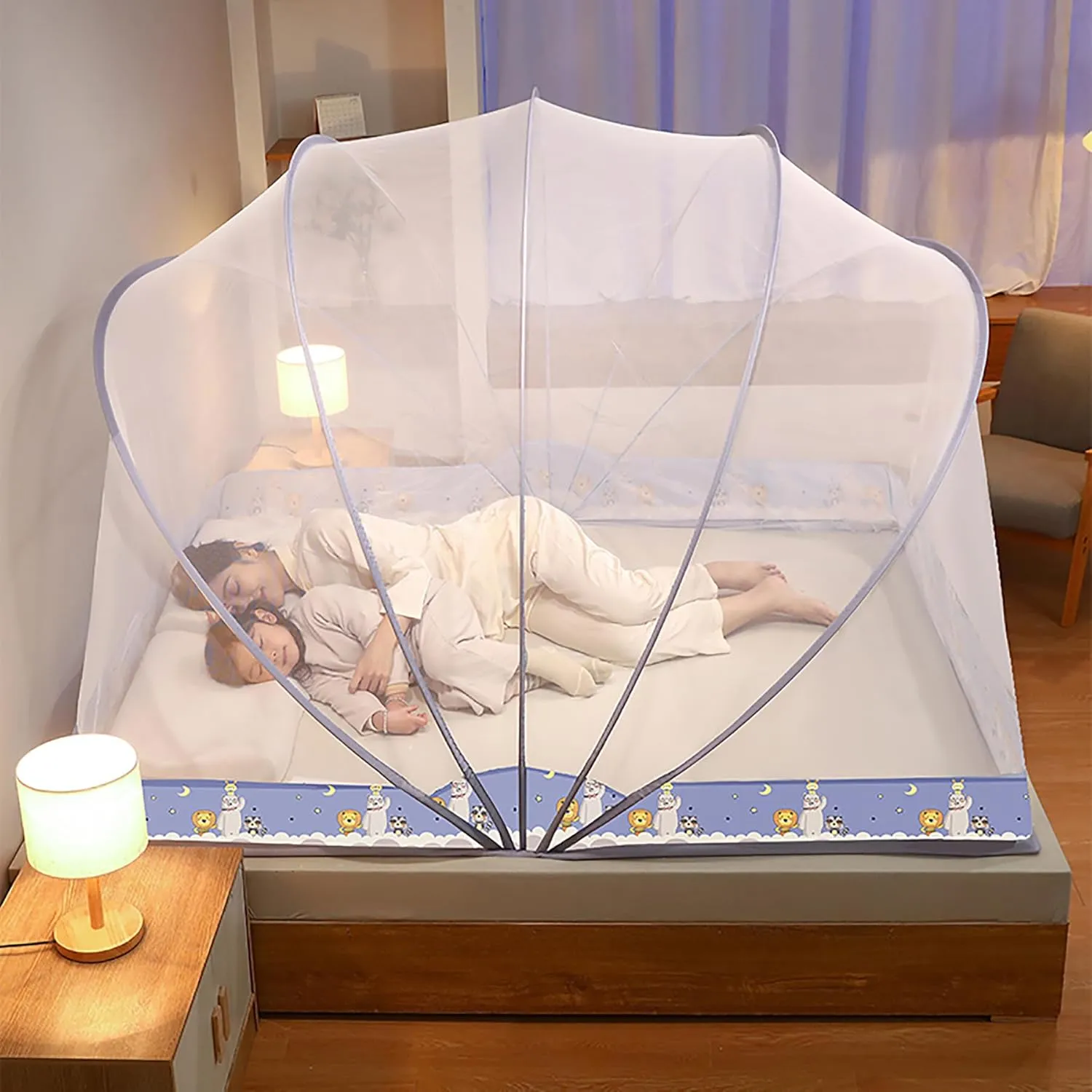 Mosquito Net Bed Canopy for Adults Folded Mosquito Net Tent for Bed Bed Folding Canopy Net Tent Mosquito Screen,B,Twin