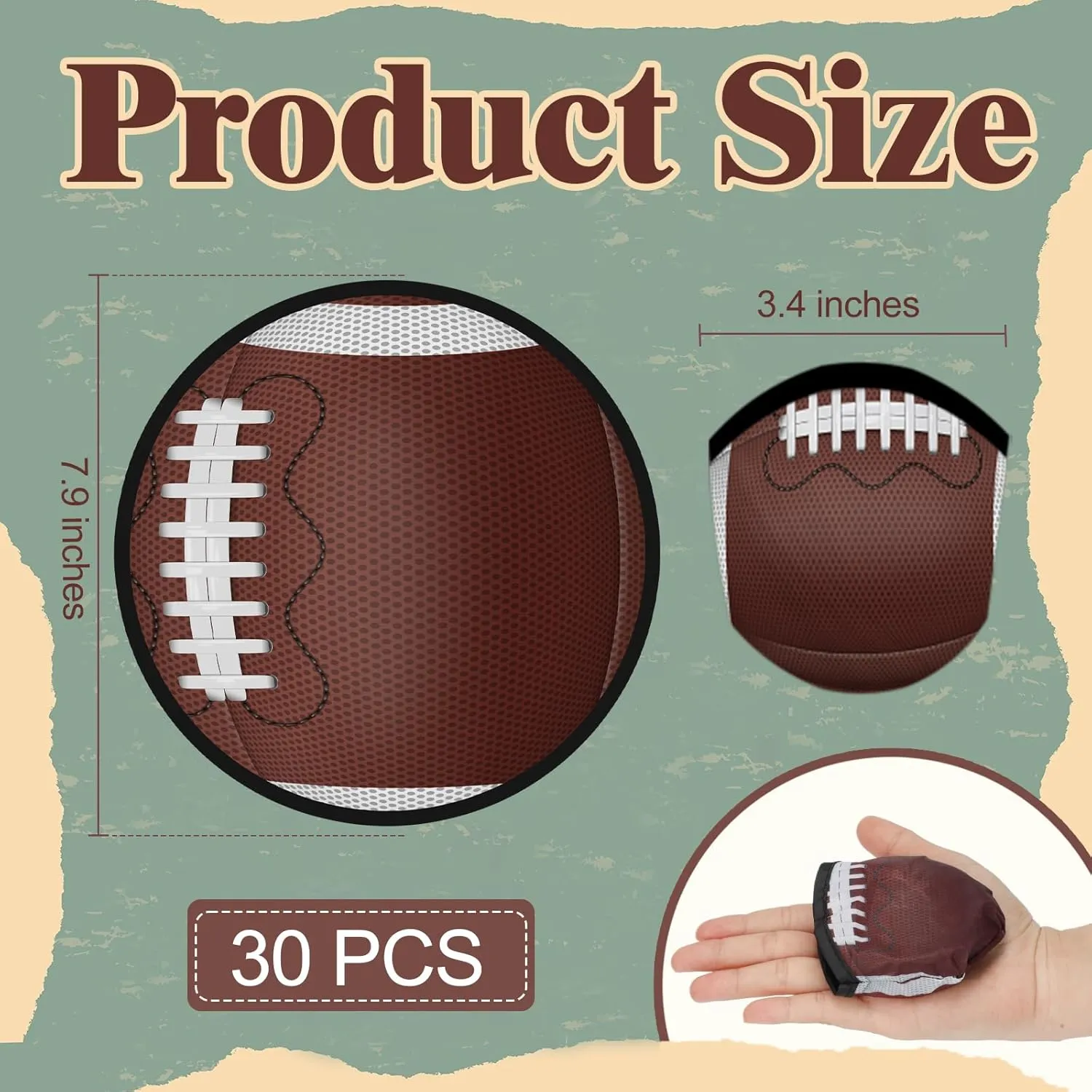 Mototo 30 PCS Foldable Flying Disc Fans, Football Foldable Disc Fan with Bag Folding Pocket Toy Set Rugby Design for Kids Fun Birthday Party Favors Summer Outdoor Activity Game
