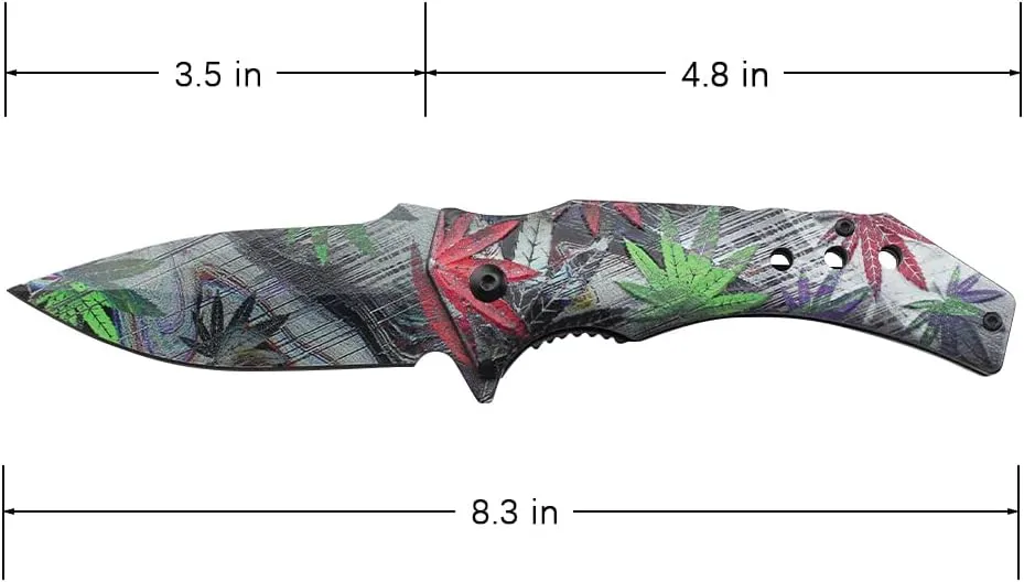 MTECH USA Folding Pocket Knife, 8.3 Inch Overall Length, Multi Color, Leaf Pattern, 3Cr13MoV Steel Blade (Grey)