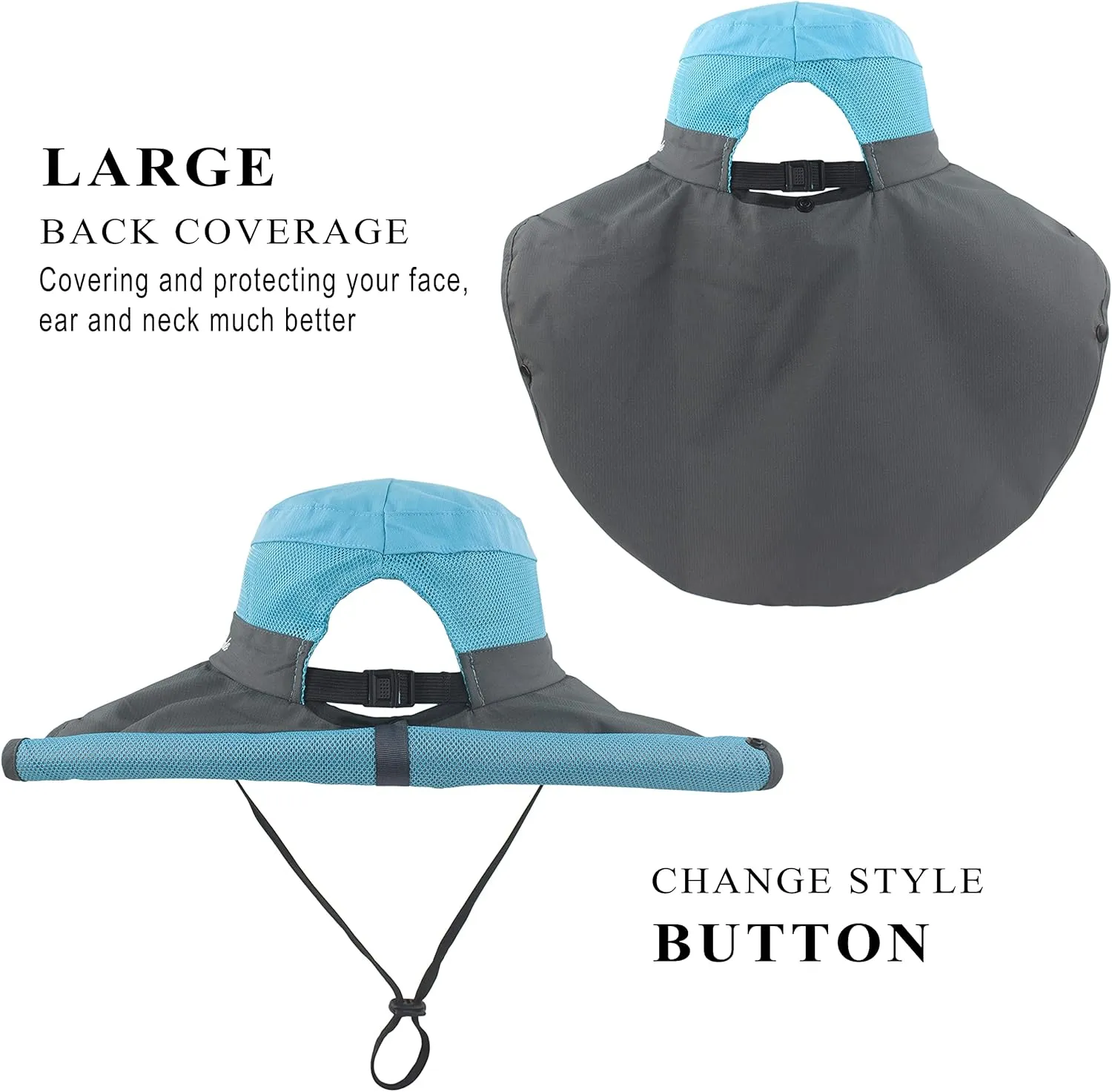 Muryobao Women's Ponytail Summer Sun UV Protection Hat Foldable Wide Brim Boonie Hats for Beach Safari Fishing