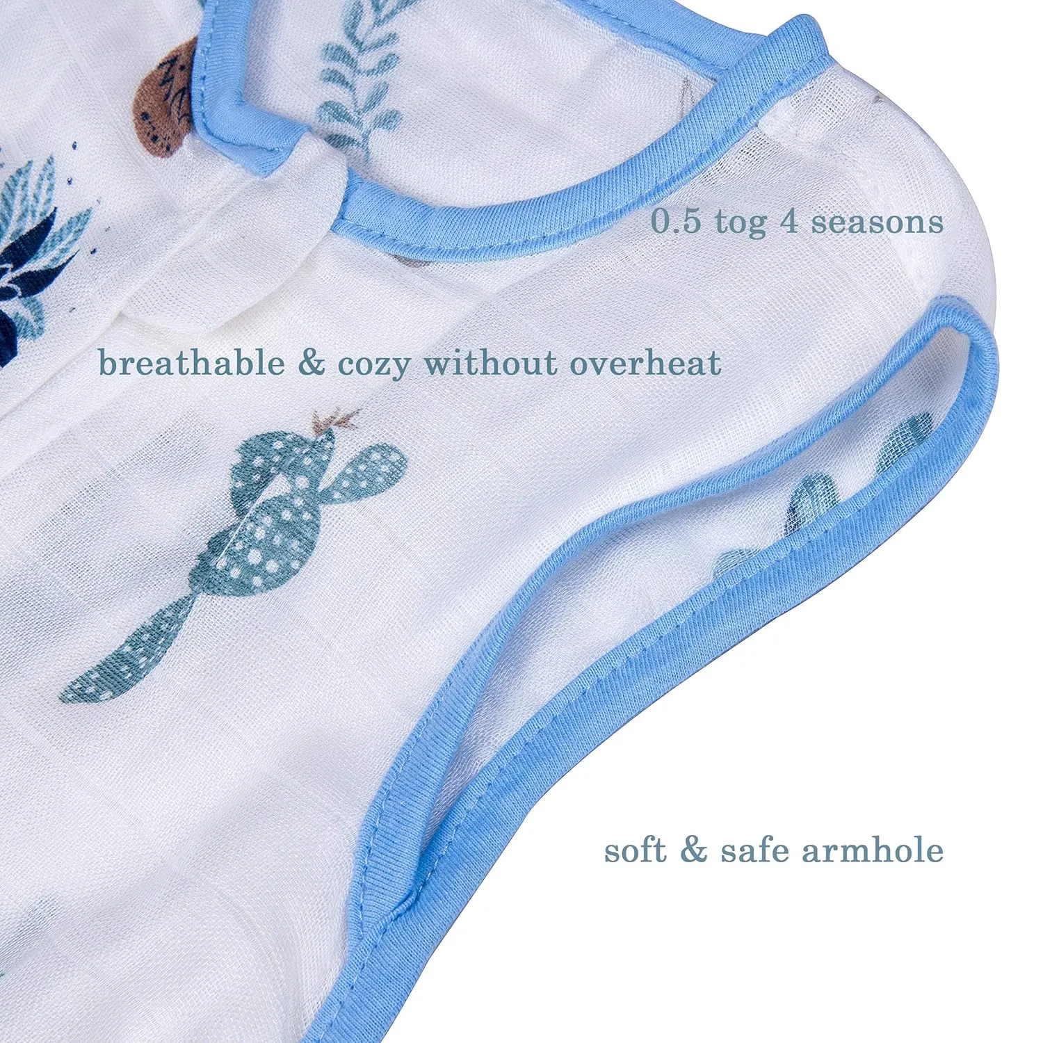 Muslin Toddler Sleeping Sack 0.5 TOG LARGE – Lightweight & Breathable Baby Sleep Bag, Summer Wearable Blanket for 3-5 Years Old,All Seasons Sleeper Sacks