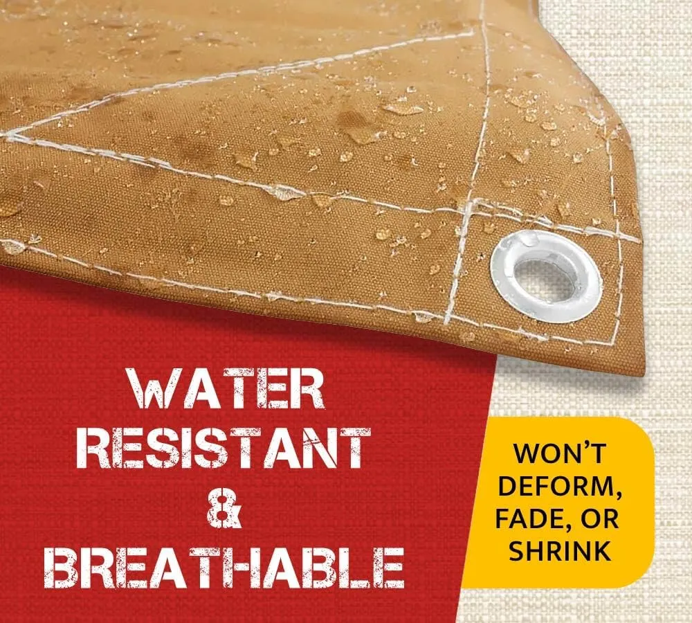 Mytee Products 6' x 8' Tan Canvas Tarp 12oz Heavy Duty Water Resistant
