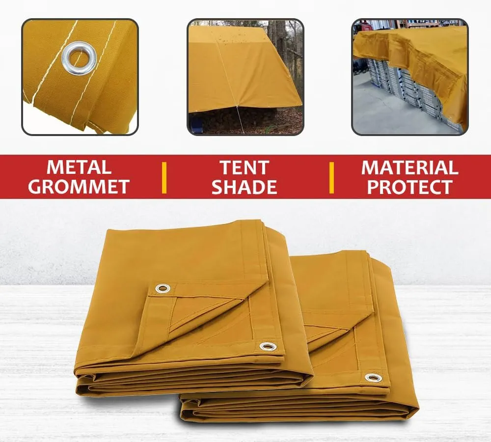 Mytee Products 6' x 8' Tan Canvas Tarp 12oz Heavy Duty Water Resistant