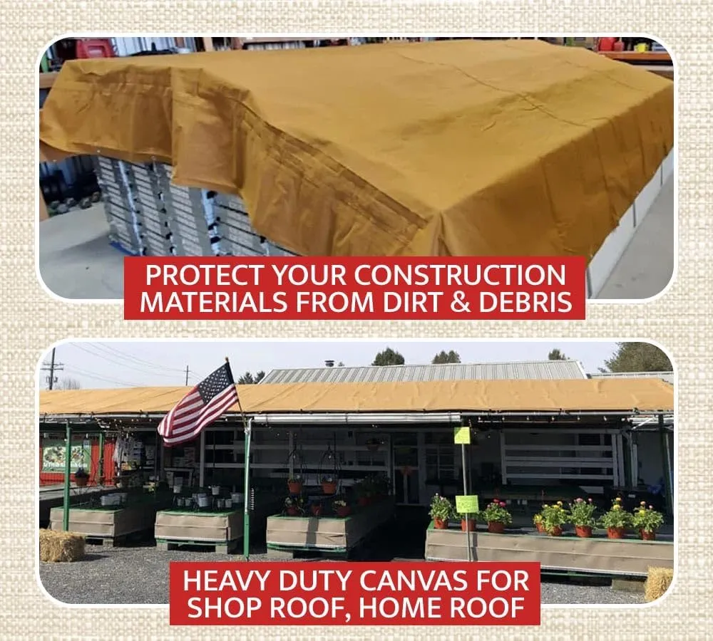 Mytee Products 6' x 8' Tan Canvas Tarp 12oz Heavy Duty Water Resistant
