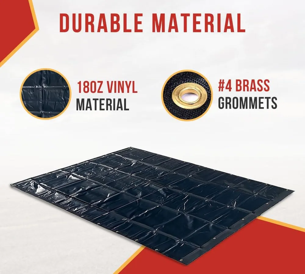 Mytee Products 7'6" x 22' Heavy Duty Tarp with 6" Double Pocket and Brass Grommets - Black, 18 oz Durable, Long-Lasting Vinyl Tarp