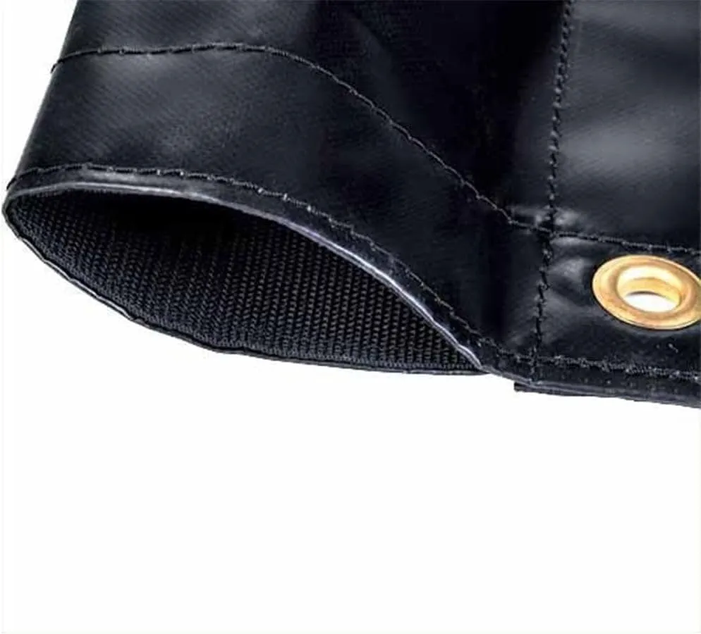 Mytee Products 7'6" x 22' Heavy Duty Tarp with 6" Double Pocket and Brass Grommets - Black, 18 oz Durable, Long-Lasting Vinyl Tarp