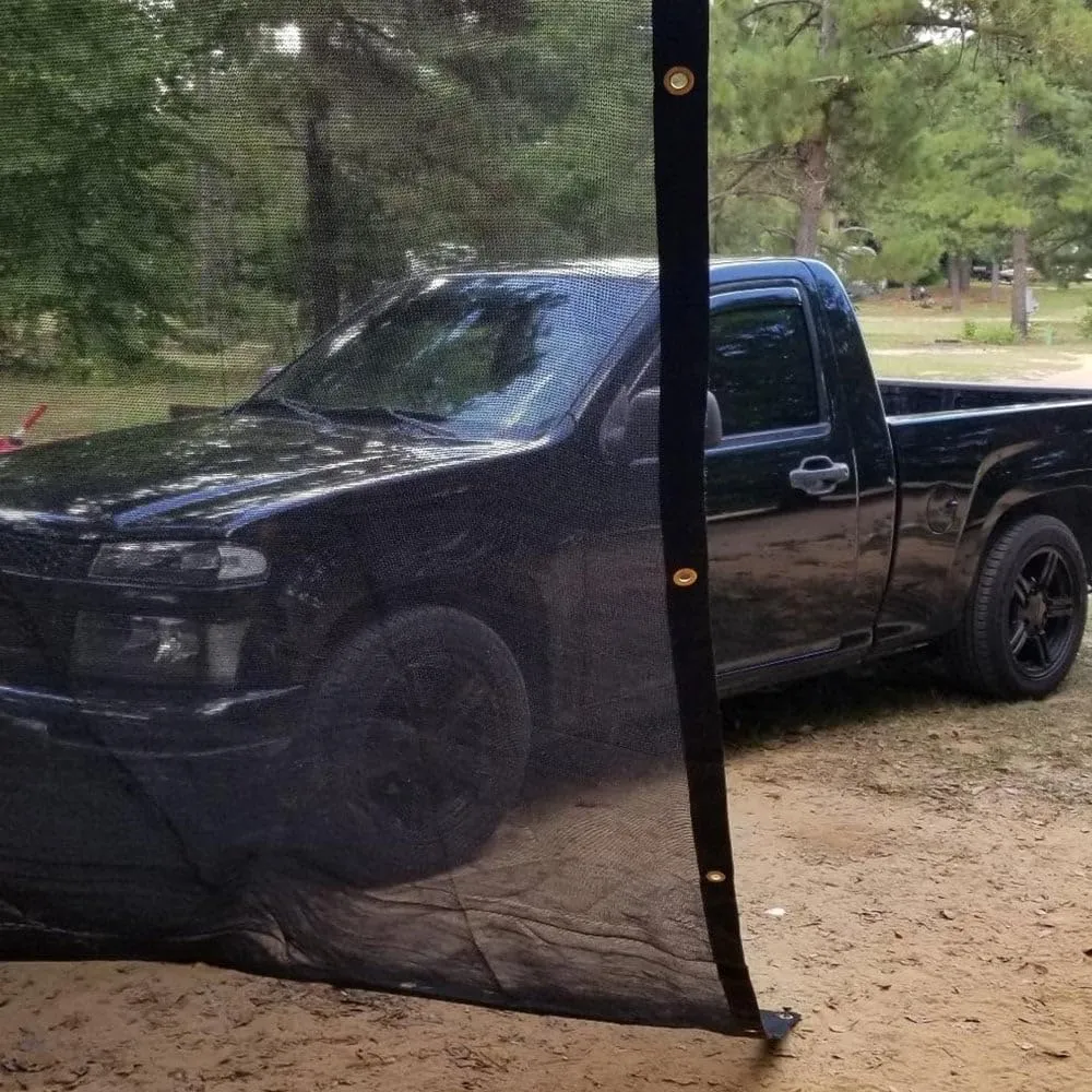 Mytee Products 8'x10' Black 70% Shade Mesh Tarp for Outdoor w/Grommets - 6 Oz Extra Durable Heavy Duty Mesh Tarps for Dump Truck, Rolloff Trucks - Mesh Shade Net Cloth for Sun, Plant, Patio