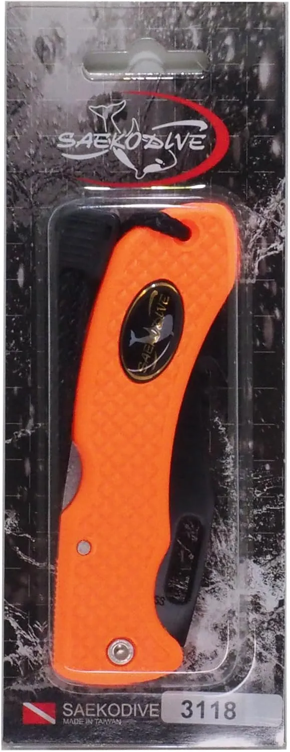 Nami Folding Knife - Wrist Lanyard, Saltwater Resistant - Scuba Diving, Spearfishing, Fishing, Hunting, Camping Gear (Black/S.S.)