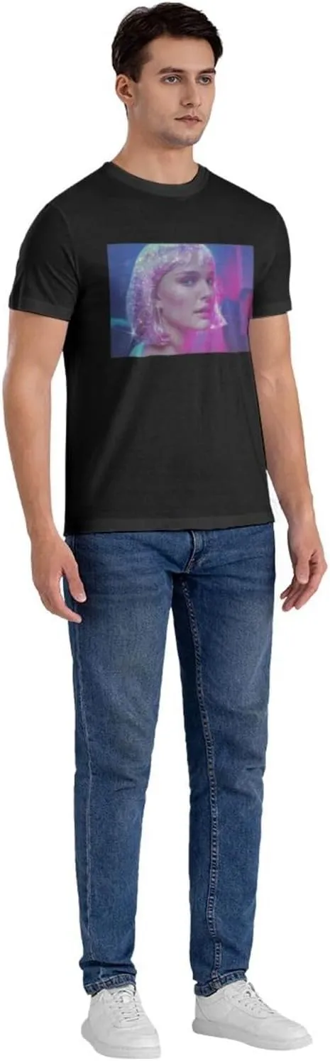 Natalie Music Portman Men's T-Shirts Short Sleeve Cotton Casual Basic Tee Shirts Black