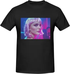 Natalie Music Portman Men's T-Shirts Short Sleeve Cotton Casual Basic Tee Shirts Black