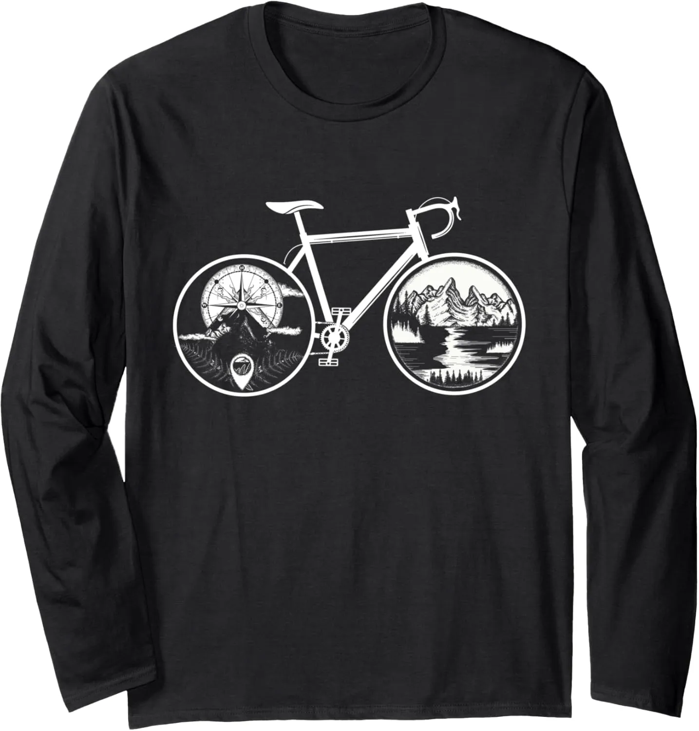 Nature Compass Forest Bicycle Long Sleeve T-Shirt