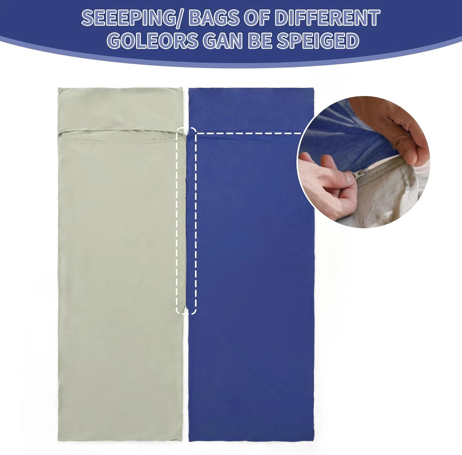 Naturehike 100% Cotton Sleeping Bag Liner with Zipper, 17oz Lightweight Cotton Travel Sheet with Pillow Slot, Portable Sleeping Bag Sack for Camping, Backpacking, Hostels, Picnic, Hiking