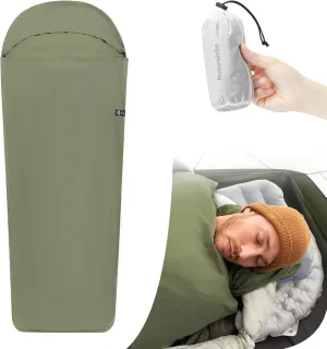 Naturehike Capsule Sleeping Bag Liner Ultra-Light 4.5oz, Compact Adult Sleep Sack Travel Sheet for Hotel Self Tan Sleep Sack Camping Sheet Self Tanning Travel Bed Sheet (Green)