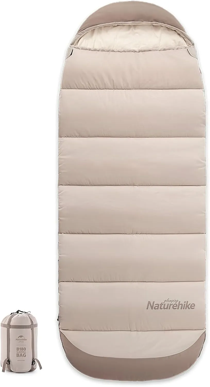 Naturehike Cotton Flannel Camping Sleeping Bag 41°F-54°F with Hooded and Portable Compression Sack for 3-4 Seasons for Hiking Outdoor Travel Lightweight and Portable Adventures