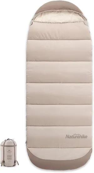 Naturehike Cotton Flannel Camping Sleeping Bag 41°F-54°F with Hooded and Portable Compression Sack for 3-4 Seasons for Hiking Outdoor Travel Lightweight and Portable Adventures