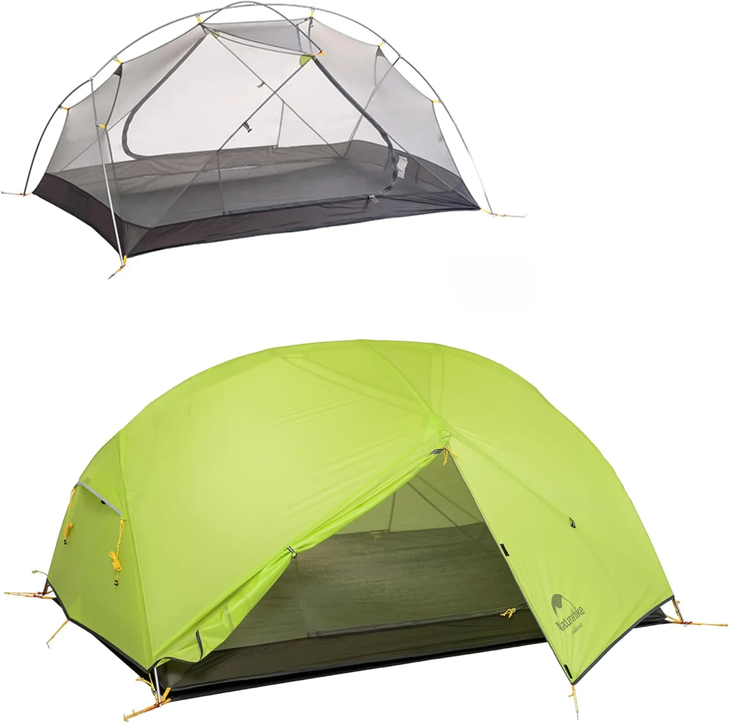 Naturehike Mongar Backpacking Tent 2 Person, Ultralight Tent Double Layer Pop Up Instant Free Standing Waterproof Tent for Bike Camping Hiking, 3 Season Outdoor Camping, Green-20D Nylon