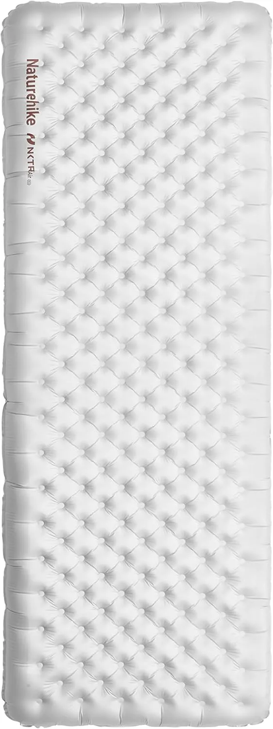 Naturehike Ultralight Insulated Sleeping Pad with R5.8, 3.2in Thickened Patchworkable Inflatable Double Sleeping Mat for Camping, Hiking, Climbing with Inflatable Bag (Silver-Rectangular)